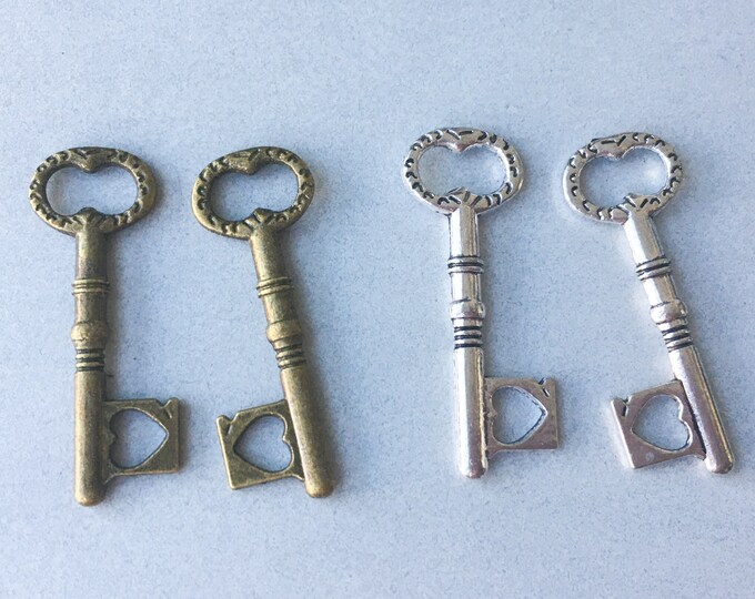 12pc 34x12mm antique  finish metal fancy key pendant-pls pick a color