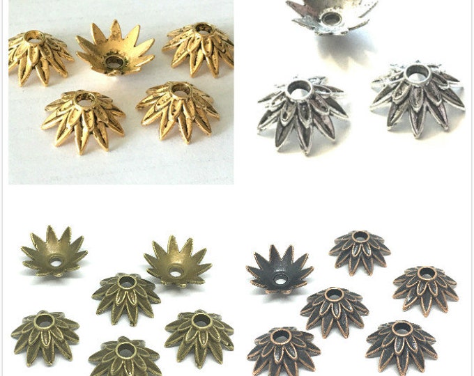10pc 15mm antique finish metal beads caps-Pls pick a color