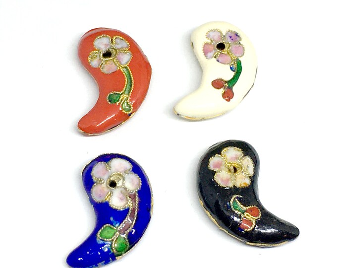 4pc 22X12mm comma shape handmade Cloisonne Beads LL1402-pls pick your color