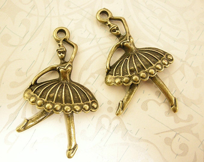 6pc antique bronze  ballet girl pendant-381H