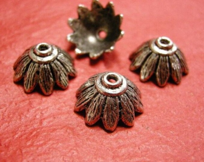 6pc 15mm antique silver lead nickel free fancy bead cap-120D
