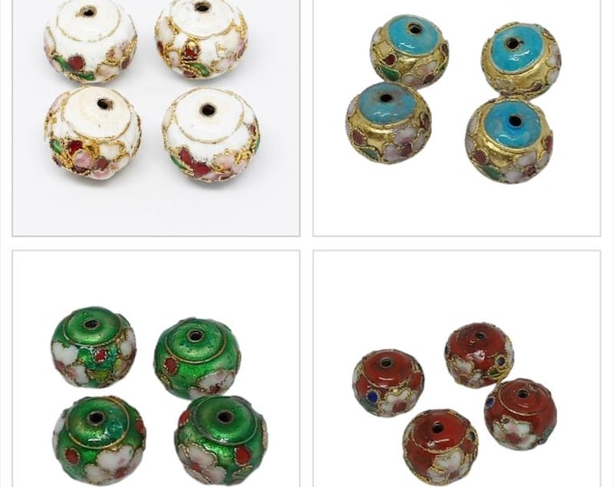 4pc 12x10mm Rondelle shape handmade Cloisonne Beads -pls pick your color
