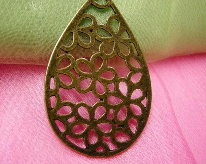 2pc antique bronze finish metal alloy drop pendant-3632