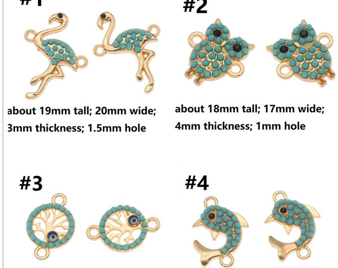 5pc gold finish metal  with blue resin cabochon connectors-pls pick a style
