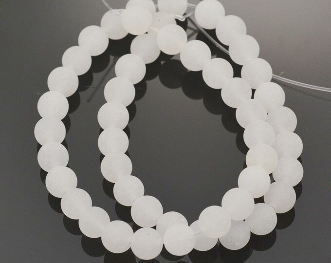 1 strand 8mm frosted round white jade beads(45pcs)-FM30A
