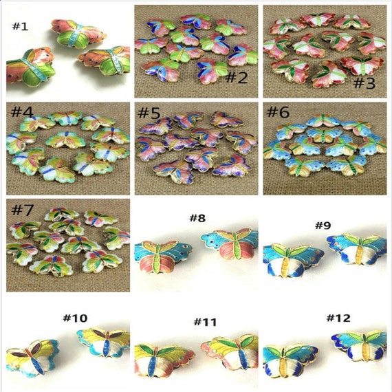 2pc 27x19mm handmade butterfly Cloisonne Beads-pls pick a color