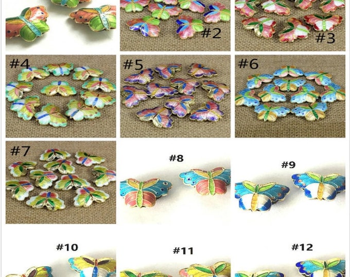 2pc 27x19mm handmade butterfly Cloisonne Beads-pls pick a color