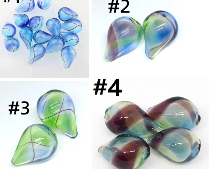 4pc  20x14mm teardrop shape handmade blown glass fancy beads-pls pick a color