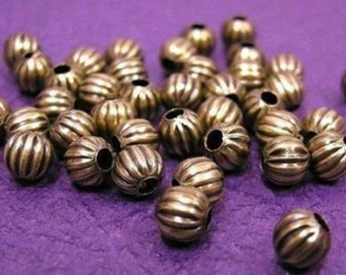 50pc antique bronze finish 5mm pumpkin beads-7288H