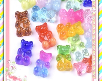 10pc 18x11mm mix color double tone resin made bear cabochons-LV87G