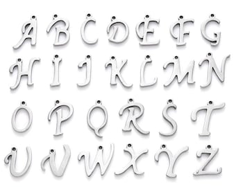 Tarnish Resistant Stainless Steel Charms, Alphabet Set 26pcs-pls pick color
