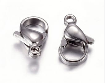 10pcs 304 stainless steel lobster clasps- Pls pick your size