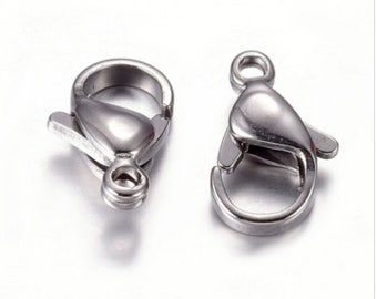 10pcs 304 stainless steel lobster clasps- Pls pick your size