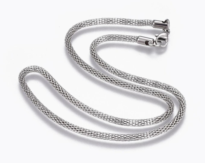 Wholesale 5 pc of 17.7 inches stainless steel Mesh Chain Necklaces