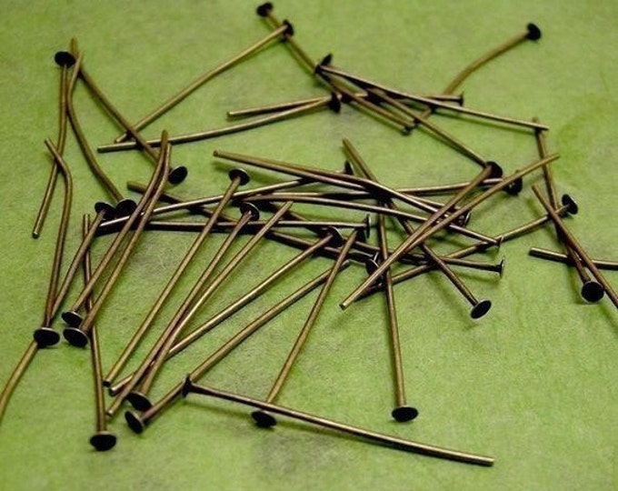 100 pcs  antique bronze finish head pins-pls select your own length