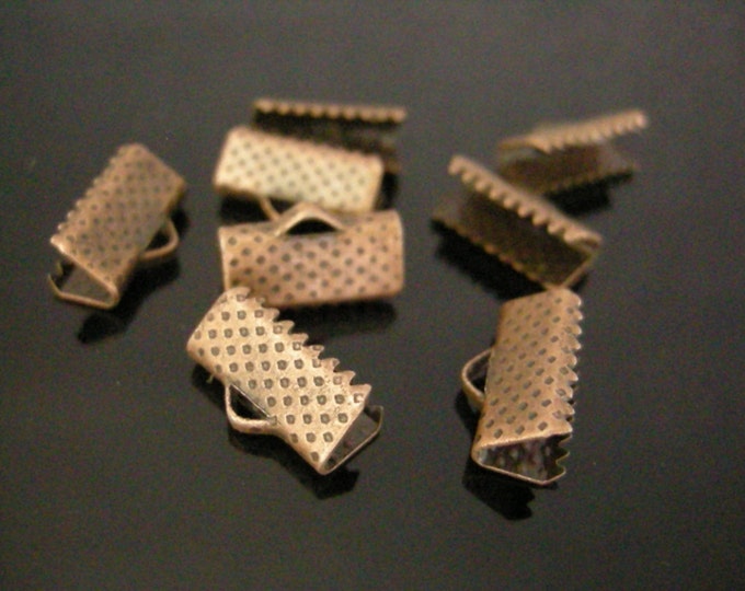 24pc 13x8mm antique copper finish ribbon caps-7333