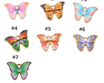 4pc 22x16mm metal with enamel butterfly pendants-pls pick a color