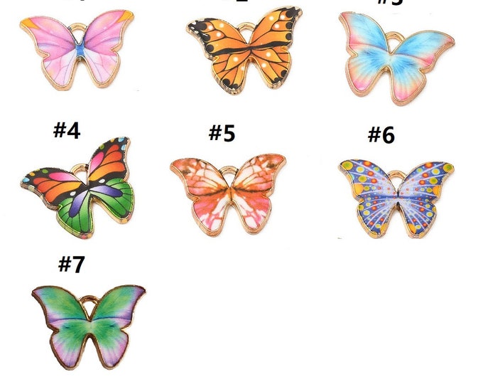 4pc 22x16mm metal with enamel butterfly pendants-pls pick a color