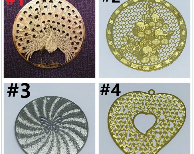 2pcs laser die cut brass center piece/pendant/charm-pls pick a style