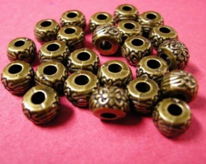 24pc antique bronze finish acrylic round spacer/bead-780b