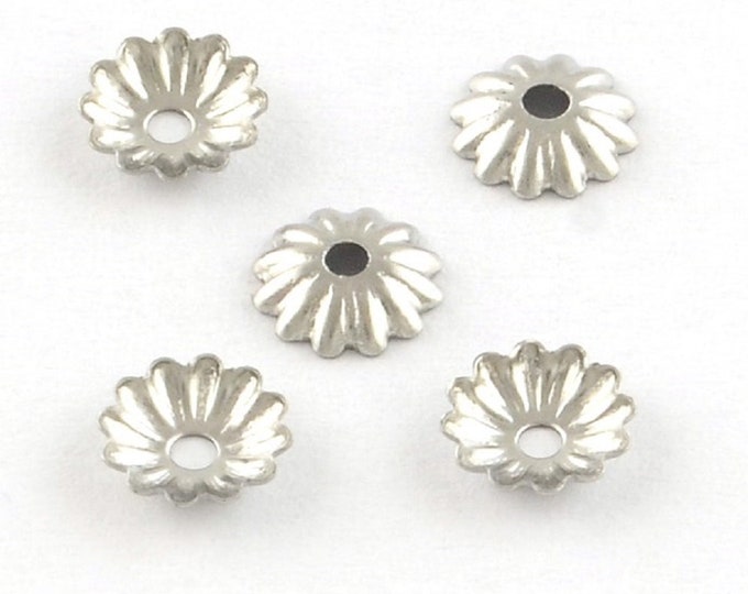 50pc 6mm stainless steel flower shape  bead caps-R324