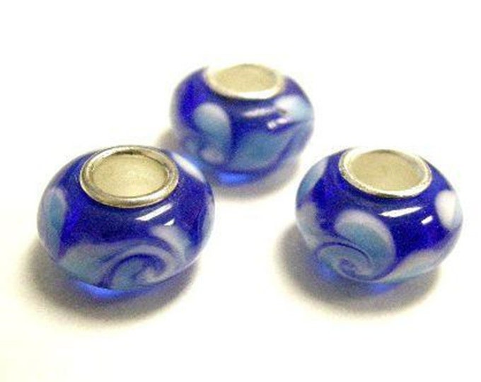 4PC 14X8mm roundelle fancy lampwork glass European style beads-3554A