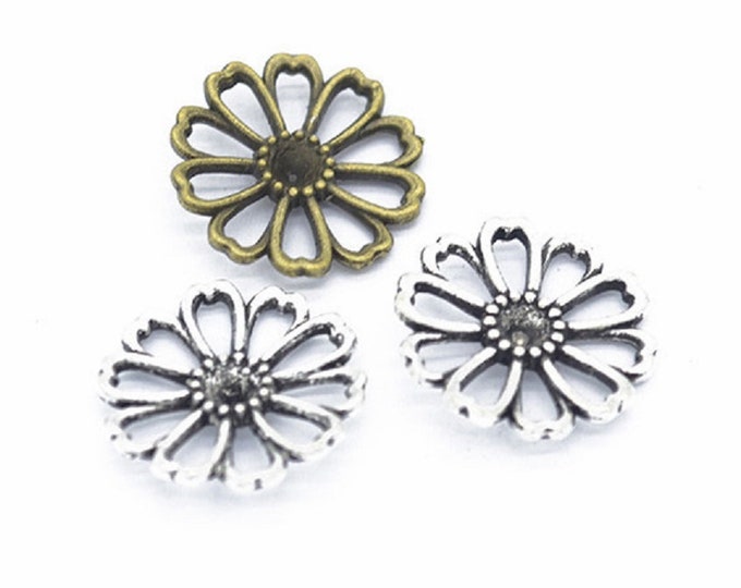 10pc 17mm antique finish metal flower pendants-Pls pick a color