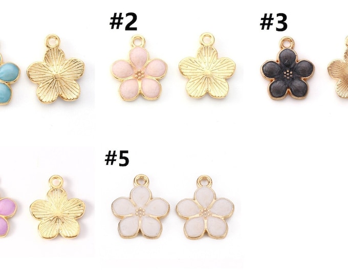 6pc 17x14mm zinc alloy enamel flower pendant-pls pick a color