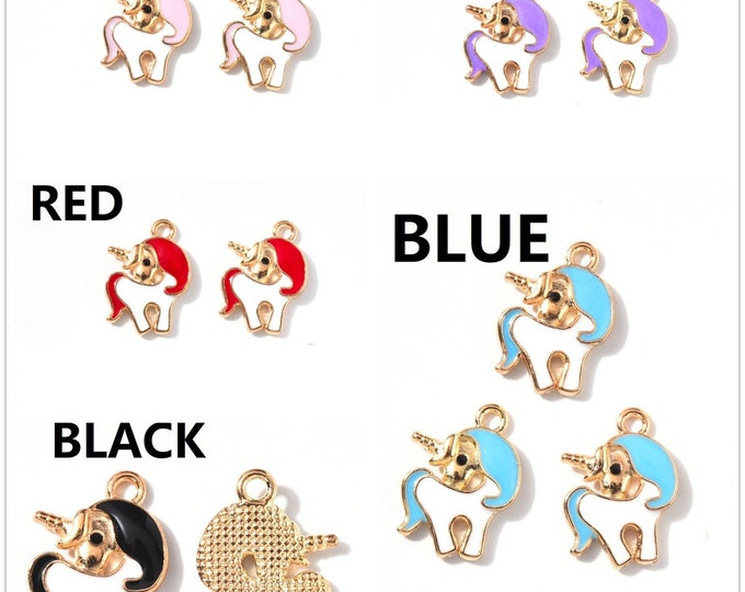 5pc 20x15mm metal with enamel unicorn pendants R143-pls pick a color