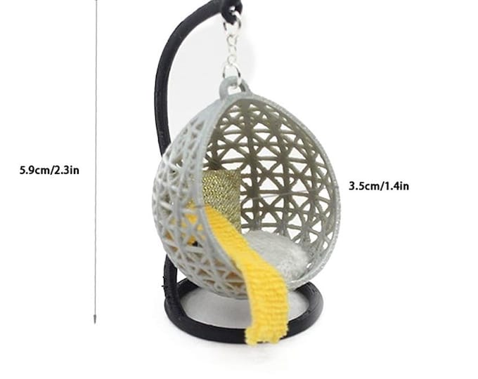 Miniature Hanging Egg Chair with Cushion – 1pc | 1:12 Scale Dollhouse Furniture