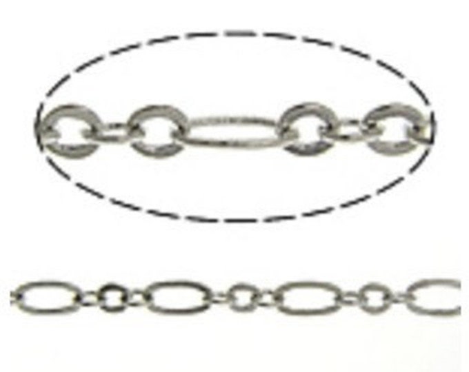 5 feet 4.5x2.5x0.3mm platinum look lead nickel free mother and son brass chain-2202