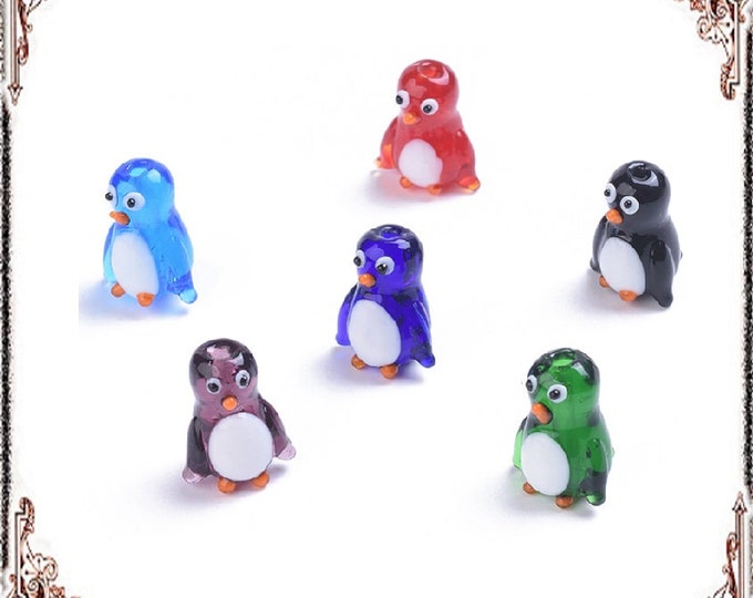 1pc 20X12x15mm handmade lampwork glass small cute penguin bead- R478-pls pick a color