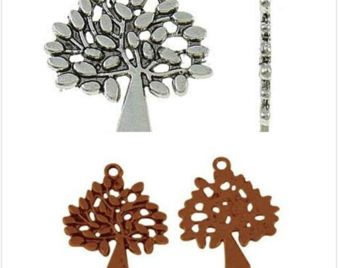 6pc antique finish 29.5x23.5mm metal tree pendant-pls pick a color