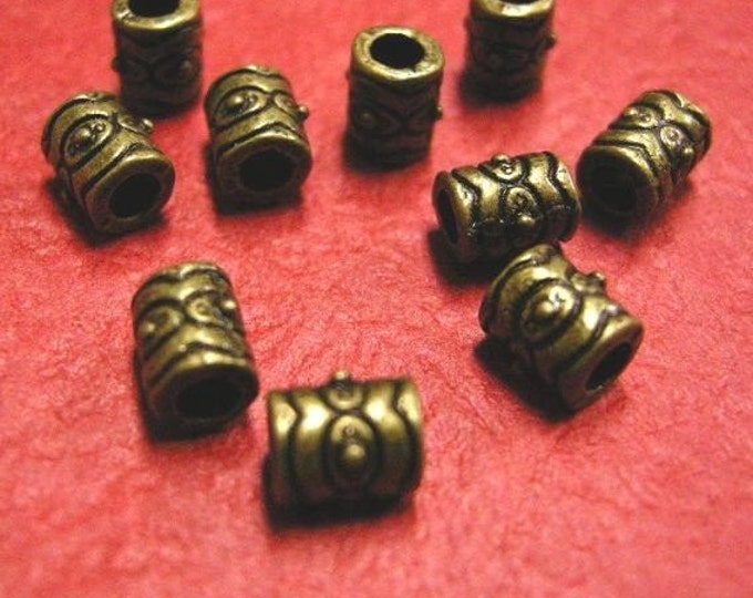 12pc 6.5mm antique bronze finish lead nickel free metal tube beads-3550
