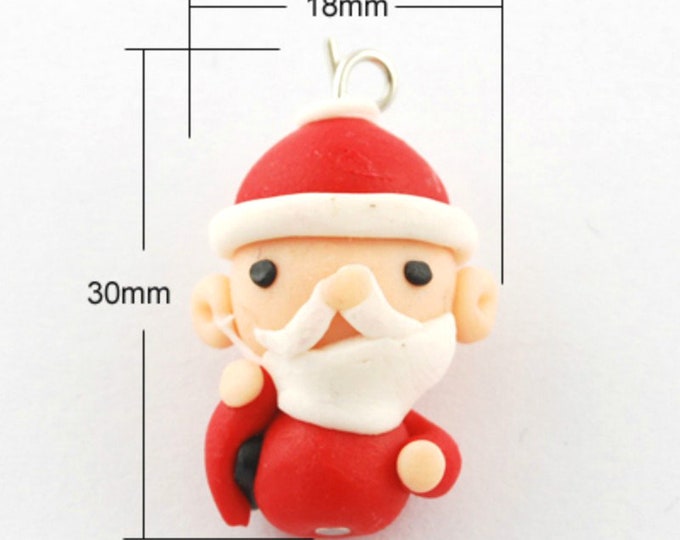2pc Handmade Polymer Clay Santa Claus Pendants-bak300