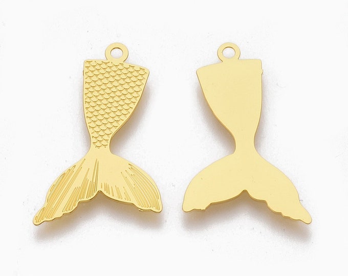 10pc 19x13mm gold finish brass made mermaid tail pendants-TAB38