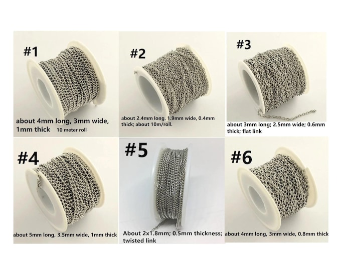 Wholesale 10 meters roll  stainless steel  link chain-pls pick a style