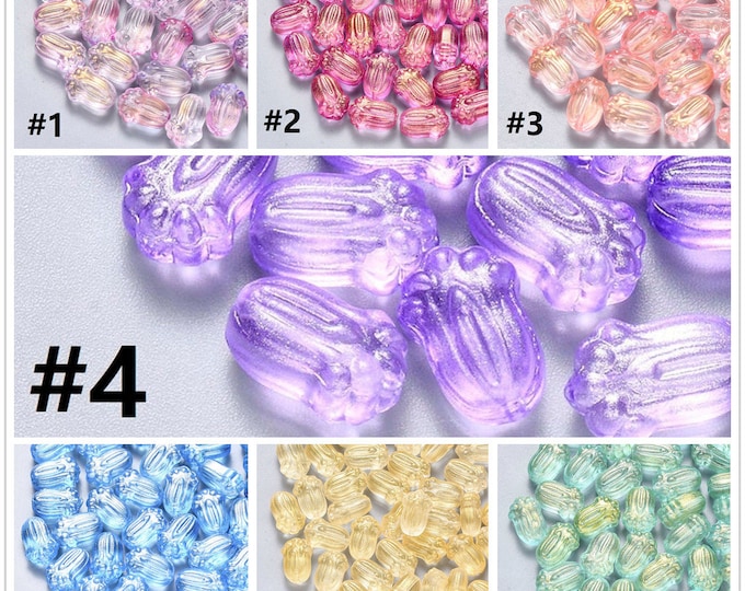 10pc 11x7.5mm Transparent Spray Painted Glass Beads in flower shape R497-Pls pick a color