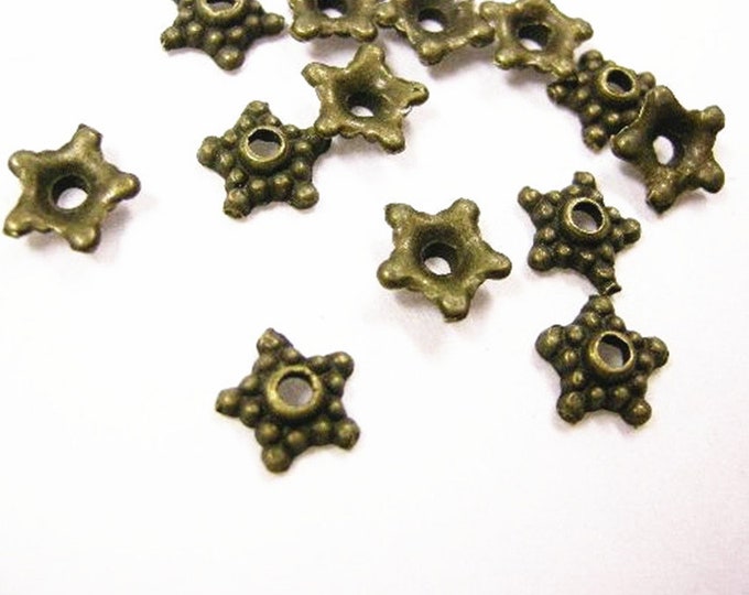100pc 10mm antique bronze lead nickel free bead cap-2275