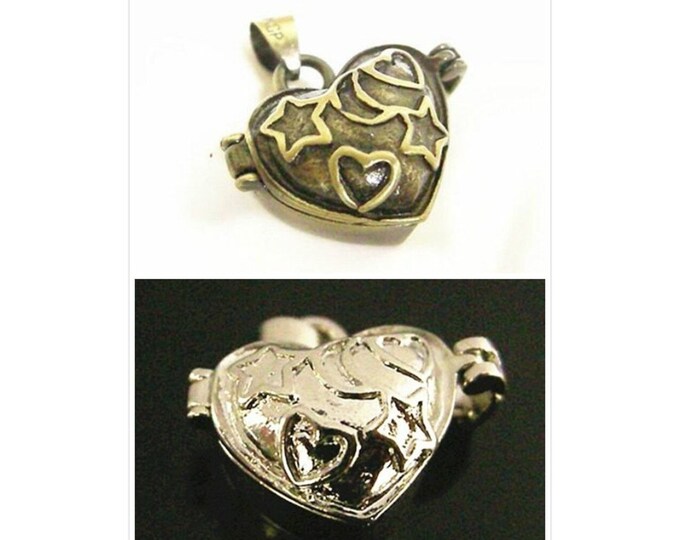 2PC fancy h metal heart shape prayer pendant-pls pick a color