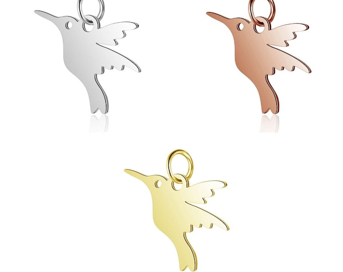 5pc stainless steel 15x13mm bird charms-pls pick a color