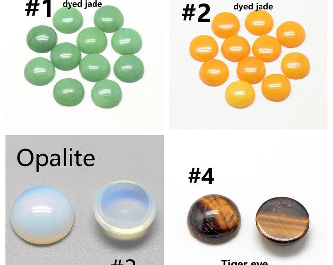 6pc 12mm Round Dyed Jade Gemstone Cabochons-pls pick a color