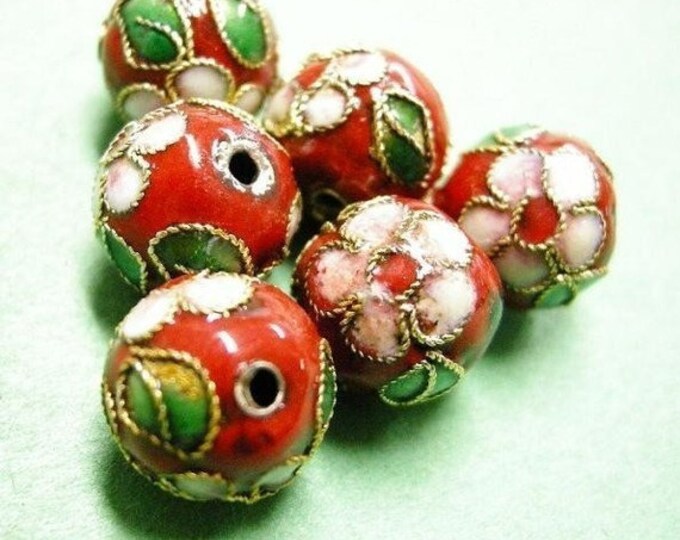 6pc 12mm round Cloisonne beads-2316