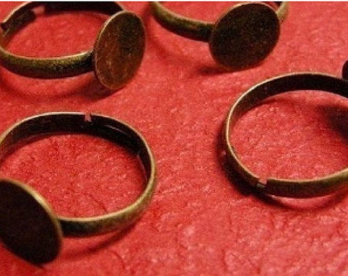 6 pc antique bronze finish  metal ring shanks -pls pick a size
