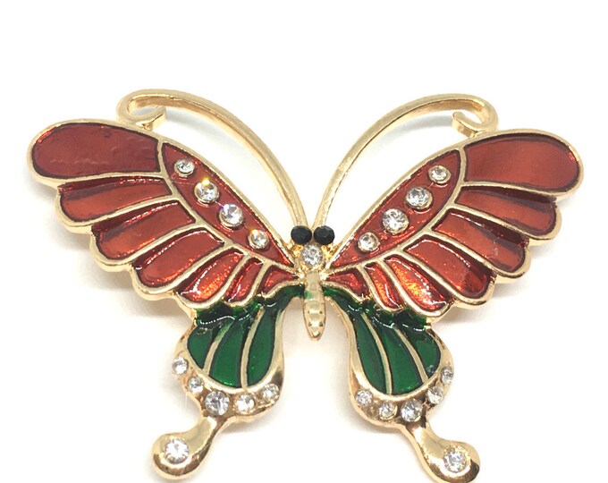 1pc zinc alloy 57x40mm butterfly shape enamel with rhinestone pendant -LV953