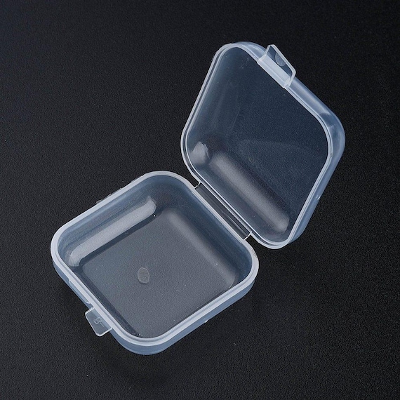 小型透明プラスチックビーズ容器 10個入り、直方体、透明、4x3.45x1