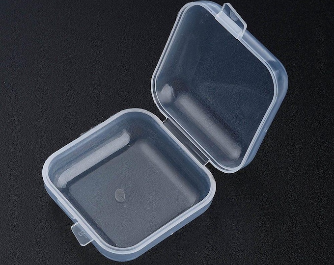 10pc  Small Transparent Plastic Bead Containers, Cuboid, Clear, 4x3.45x1.8cm