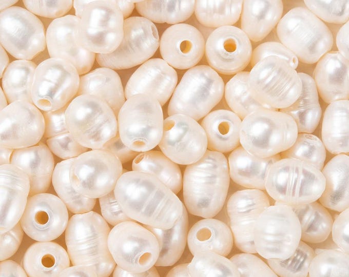 4pc Large Hole Pearl Beads, Natural Cultured Freshwater Pearl Loose Beads,1.7mm