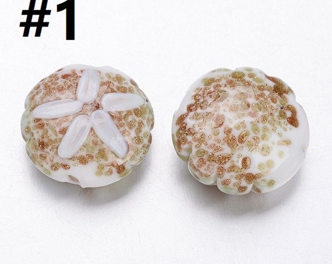 2pc 20x10mm Handmade Ocean Style Flat Round Lampwork Beads