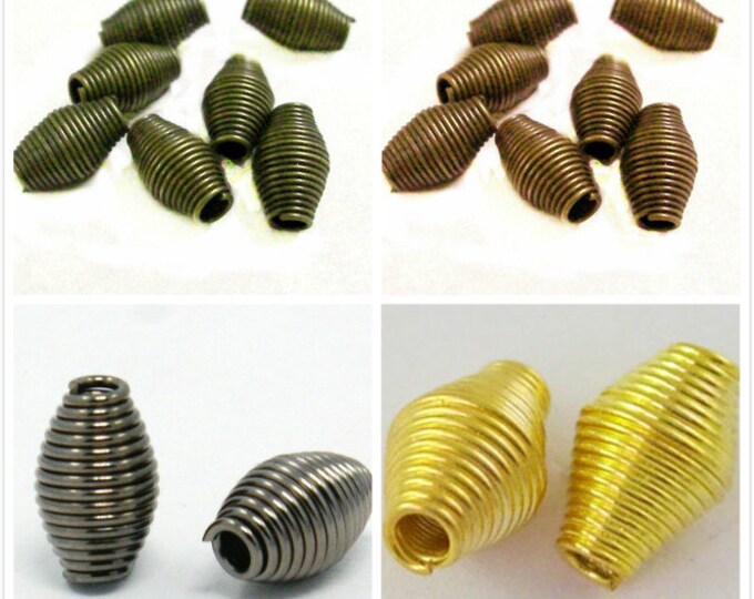 24pc 9x6mm antique  finish spring metal beads-pls pick a color
